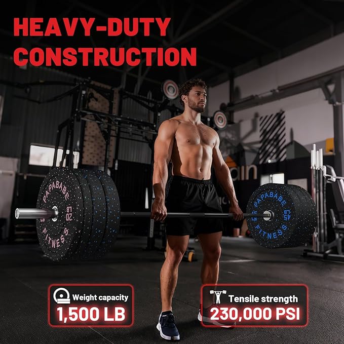 7FT Olympic Barbell 45 lb Barbell 2 INCH 1000lbs/1500lbs Capacity Olympic Bar with Moderate Knurling For Squats Curls Deadlifts