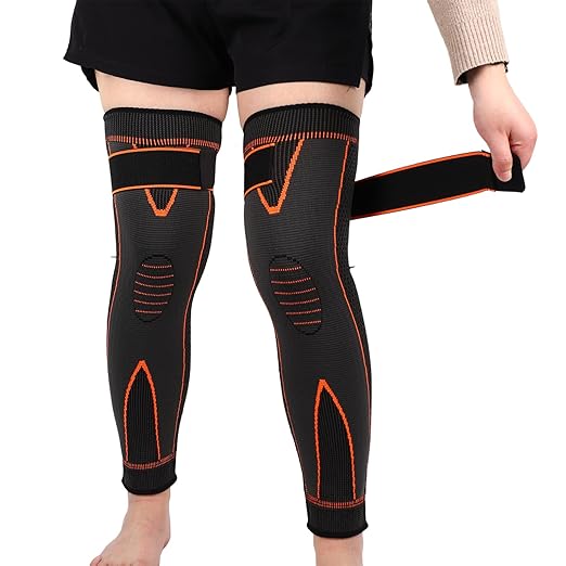 2 Pack Knee Wraps for Pain Relief, Knee Wrap Knee Compression Sleeve Knee Sleeves for Women Men Compression Knee Brace, Knee Band for Knee Pain Relief, Knee Brace for Arthritis Pain and Support (Orange, XX-Large)