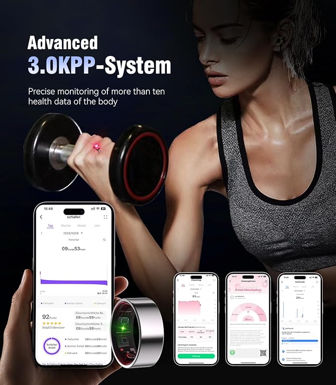 8.0 Smart Ring and Charging Case【Industry First – 0 Measurement Error】【IP68 Waterproof】 2025 Smart Ring for Women & Men for Sleep Tracking Wearable Device,Fitness Ring Sliver 8#