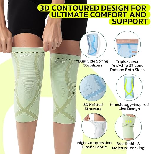 aoFIT Compression Knee Brace for Women & Men, 2 Pack AOCELL Knee Sleeve Support for Knee Joint Pain Relief, ACL, Meniscus Tear, Arthritis - Breathable for Workout, Running, Gym, Sports, Fitness S