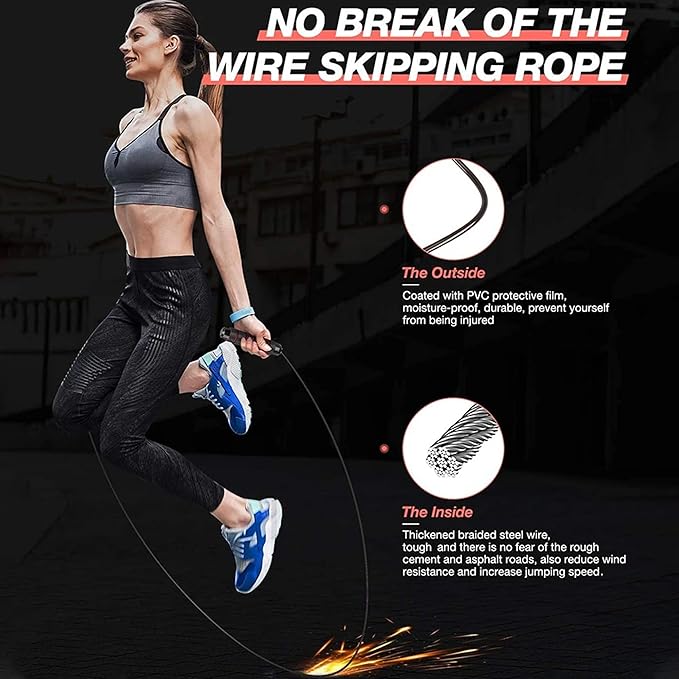 MRX BOXING & FITNESS Speed Jump Rope for Men, Women & Kids Tangle-Free Adjustable Steel Cable with Smooth Ball Bearings, and Comfortable Foam Handles for Full-Body Workouts