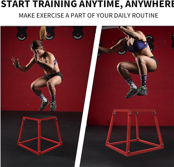 Garvee Steel Plyo Box for Exercise, Plyometric Jumping Box Metal Exercise Step Up Box with Anti-Slip Surface for Home Gym Training,Single and Set