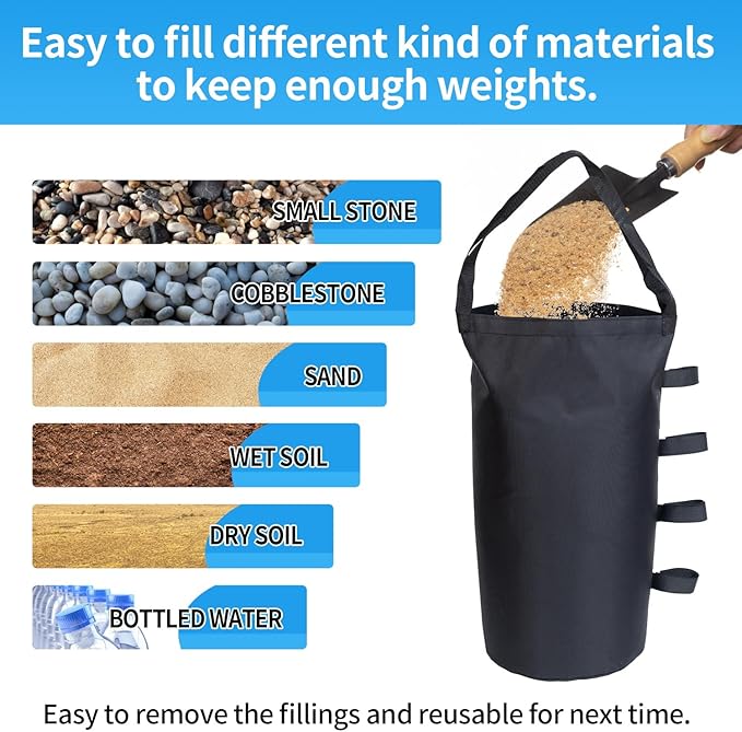 Canopy Tent Weights Sand Bags (200 lbs) Set of 4, Heavy Duty 1680D Canopy Weights Sandbags for Instant Outdoor Canopy, Pop Up Sun Shelter, Gazebos, Sunshade