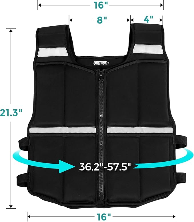 Adjustable Weighted Vest for Men, 45lb/35lb/19lb Rucking Vests for Women Walking with Zipper/16pcs Silicone Weights, Strength Training Workout Vest for Running GYM Home, Removable Reflective Strips