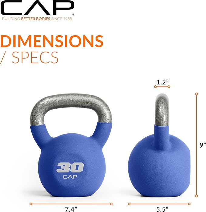CAP Barbell Cast Iron Kettlebell - Coated Options, Singles and Sets, Multiple Weight Choices