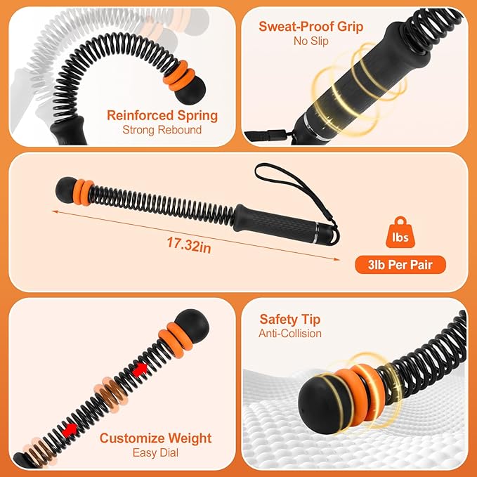 Adjustable Weighted Ropeless Battle Ropes for Home Gym, Heavy Duty Portable Workout Rope for Strength Building & Low-Impact Cardio, Fitness Equipment for Men & Women with HIIT Training