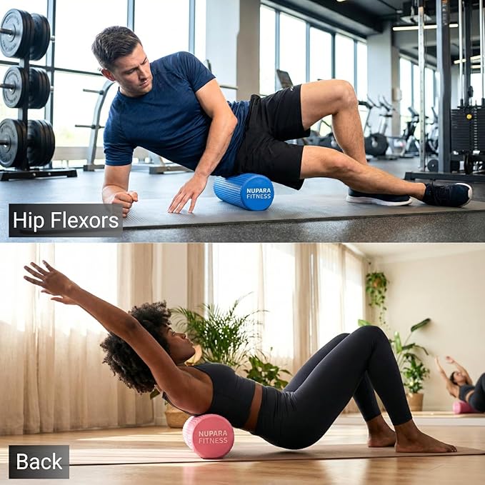 Foam Roller for Back, Legs, and Deep Tissue Muscles. Muscle Roller for Running, Cycling, Sports, Exercise, Recovery, Physical Therapy, Yoga, and Pilates. (Dark Blue, 12 inch - Medium)