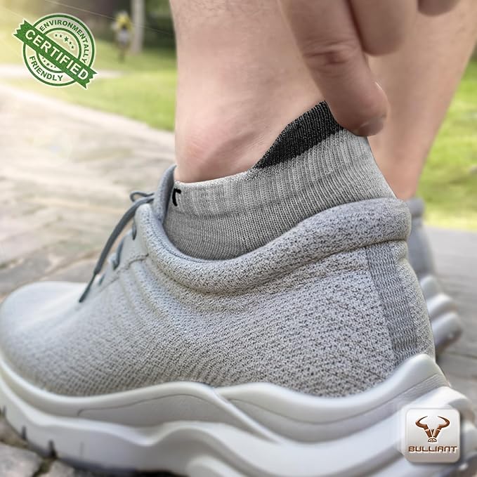 BULLIANT Men Running Socks,Active Ankle Socks No Show For Men With Cushioned Footbed Arch Support Breathable Wicking