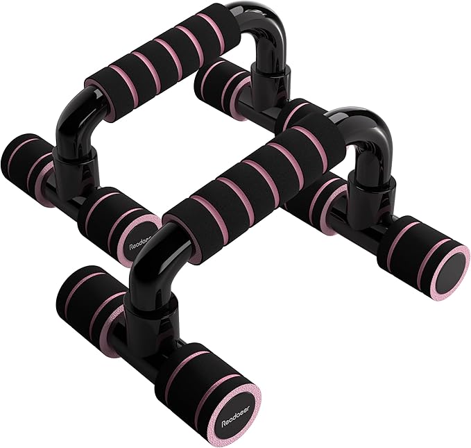 READAEER Push Up Bars Gym Exercise Equipment Fitness 1 Pair Pushup Handles with Cushioned Foam Grip and Non-Slip Sturdy Structure Push Up Bars for Men & Women