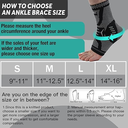 INDEEMAX Ankle Brace Compression Sleeve for Women & Men, Ankle Support Copper Infused Ankle Brace for Sprained Ankle, Plantar Fasciitis Sports, Achilles Tendonitis Pain Relief, Sliver Black, S