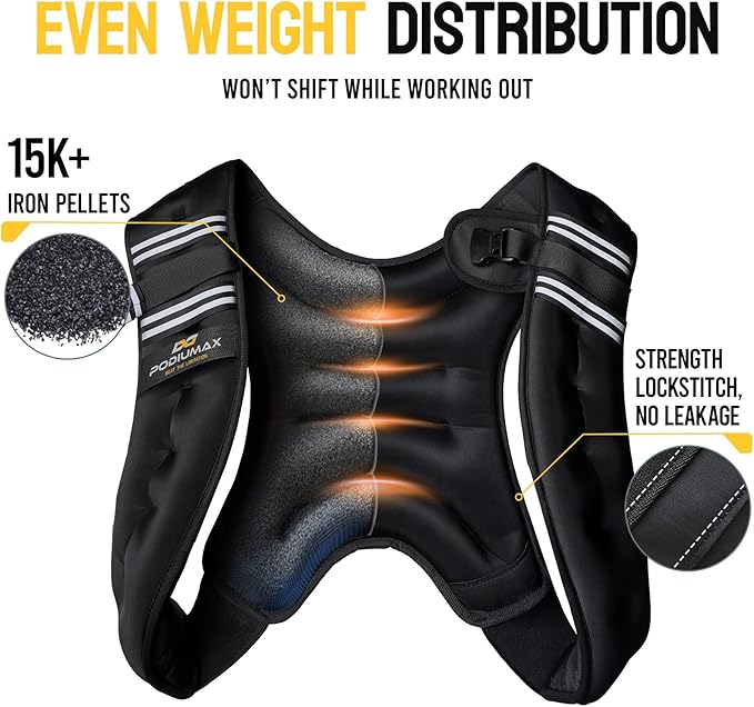 PodiuMax Weighted Vest for Women, 6lb/8lb/12lb/16lb/20lb/25lb/30lb with Adjustable Straps&Phone Bag, Snug Fit, Womens Weighted Vest for Walking, Strength Training, Running, Muscle Building,Weight Loss