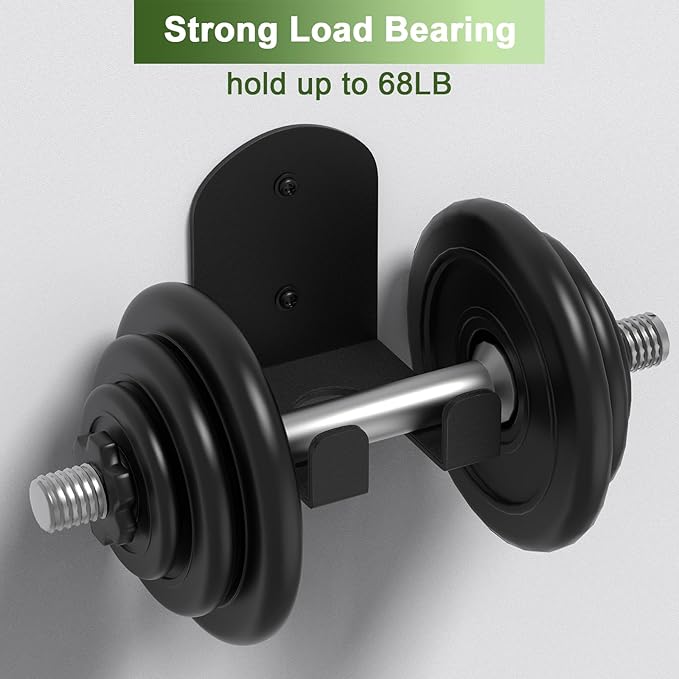 Heavy Duty Barbell Hanger, Vertical Bar Wall Rack for Home, Garage & Commercial Gyms, Olympic Barbell Holder, Space-Saving Gym Accessory Bar Mount Rack, Holds Under 32mm Bar Size(Black)