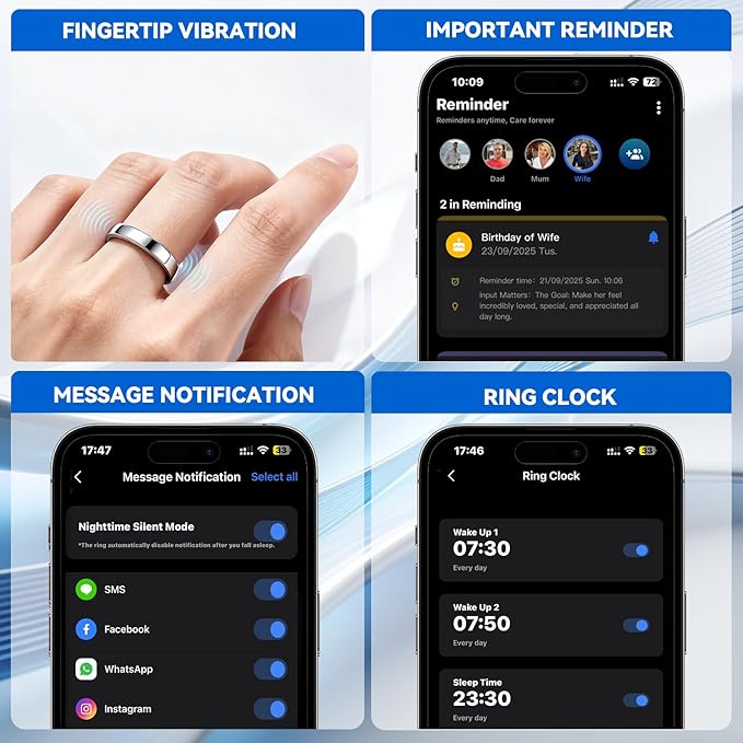 Smart Ring for Women Men,Sleep Tracking Wearable,Fitness Tracker Ring with Step/Heart Rate/Blood Oxygen/Distance/Calorie,Clock Vibration,No Subscription Fee,5ATM Waterproof, iOS&Android(Rose Gold8)