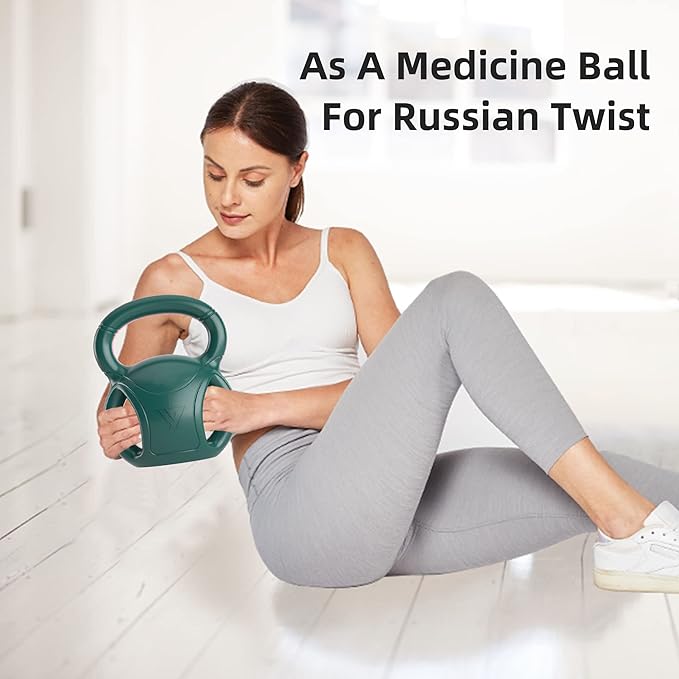RUNWE 3 Handle Kettlebells Weight - Weight for Women Options 5, 10, 15 and 20 LB for Russian Twists AB Exercise, Weightlifting and Core Fitness Exercise Home Gym [Single in Sold]
