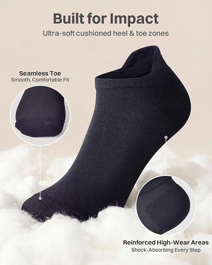LEVSOX Ankle Compression Socks for Women Men Cushioned Running Support Socks for Plantar Fasciitis Relief 3 Pairs