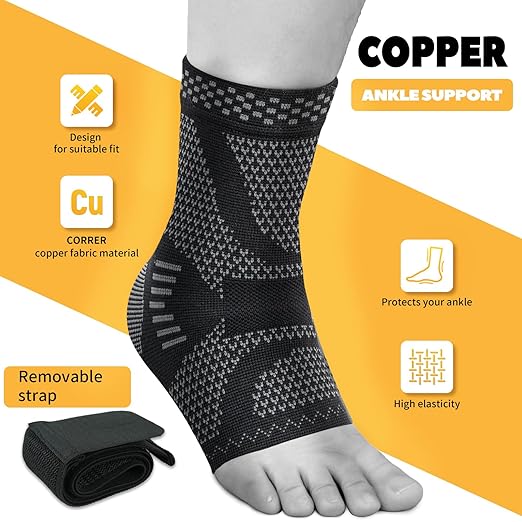 JIUFENTIAN Ankle Brace for Women an Men Adjustable Compression Sleeve (Pair)-Ankle Support Heel Brace for Achilles Tendonitis, Plantar Fasciitis-Eases Swelling and Sprained Ankle(Grey,2X-Large)