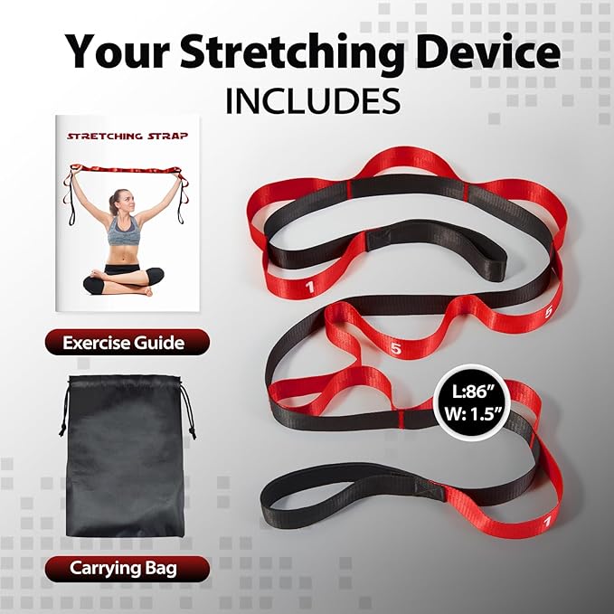 Acozycoo Stretching Strap with Loops for Physical Therapy,Yoga Strap for Stretching,Home Workout,Pilate & Flexibility Training,Non-Elastic Exercise Stretch Band for Hamstring,Leg Stretcher Belt,Flexibility Fascia