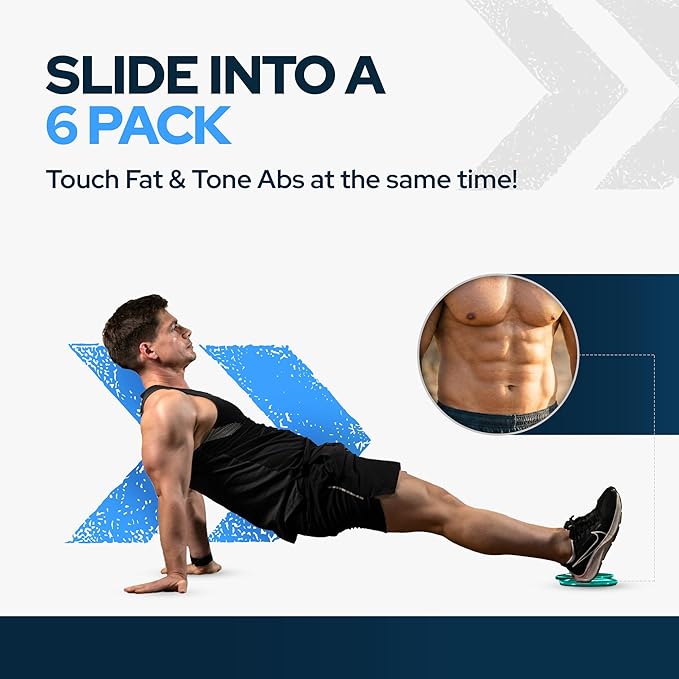 Core Sliders for Working Out, Dual Sided Exercise Gliding Discs for Use on All Surfaces, Ultimate Core Trainer, Light and Portable, Gym & Home Total Body Workout Equipment