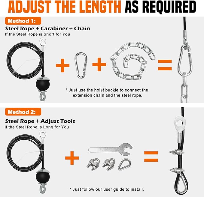 SERTT Weight Cable Pulley System Gym, Upgraded Cable Pulley Attachments for LAT Pull Down, Biceps Curl, Tricep, Arm Workouts - Home Gym Add On Equipment