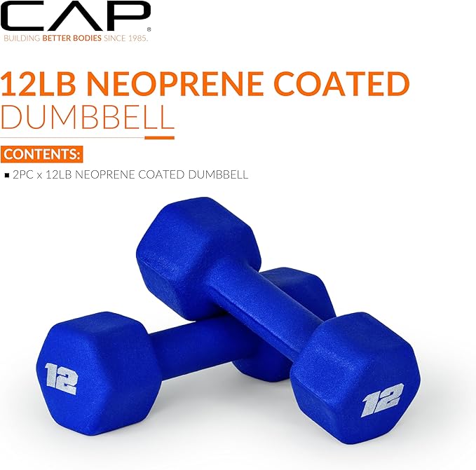 CAP Barbell Neoprene Dumbbell Weights, 12 lb Pair, Admiral Blue