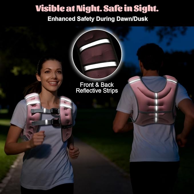 Weighted Vest Weight Vest for Men Women Kids Weights Included with Reflective Stripe, Body Weight Vests Adjustable for Running, Workout, Jogging, Walking