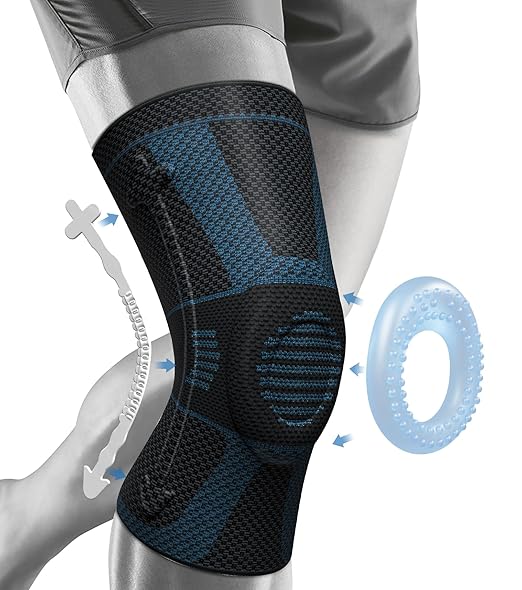 NEENCA Professional Knee Brace for Pain Relief, Medical Knee Compression Sleeve, Knee Support with Horizontal Knit Tech for Meniscus Tear, ACL, Arthritis, Joint Pain, Runner, Workout