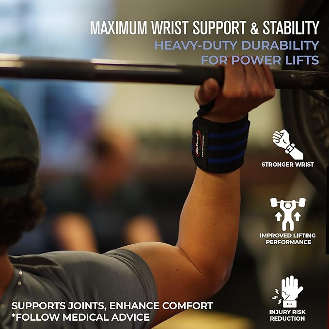 Rip Toned Wrist Wraps for Weightlifting – USPA & USAPL Approved 18" Wrist Straps for Powerlifting – Adjustable, Durable Gym Wraps with Thumb Loop – Maximum Support for Men & Women