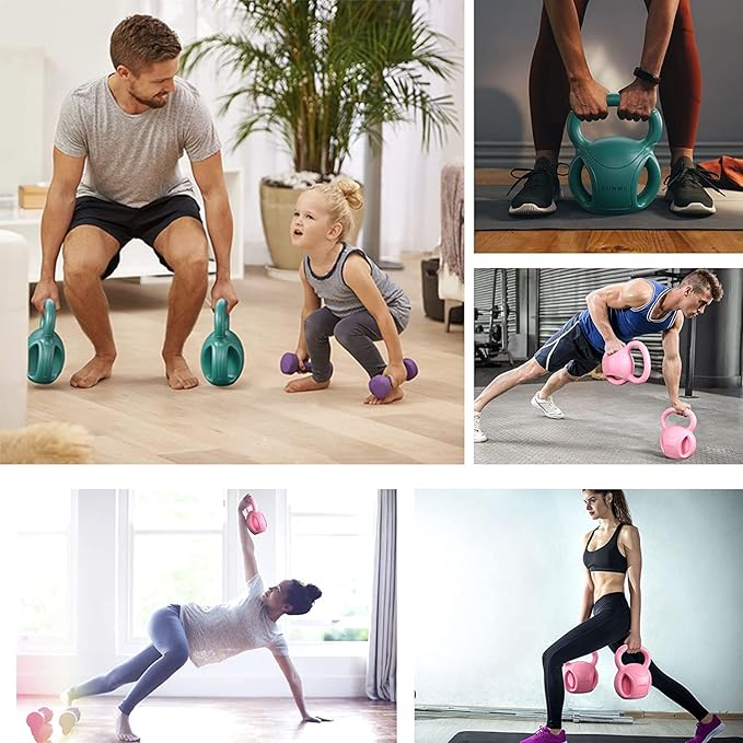 RUNWE 3 Handle Kettlebells Weight - Weight for Women Options 5, 10, 15 and 20 LB for Russian Twists AB Exercise, Weightlifting and Core Fitness Exercise Home Gym [Single in Sold]