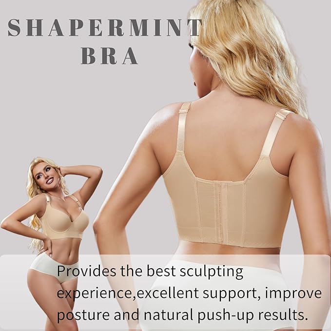 Super Push Up Bra Smoothing Back Fat Bra with Support Comfortable Seamless T Shirt Bra (34B-46DD)