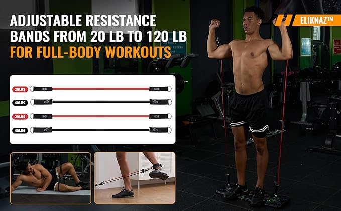 Portable Push Up Board Gym Kit 25-in-1, Foldable Push Up Station & Exercise Board Workout Set with 18 Accessories, Resistance Bands & Handles, Ankle Straps for Men, Women & Teens