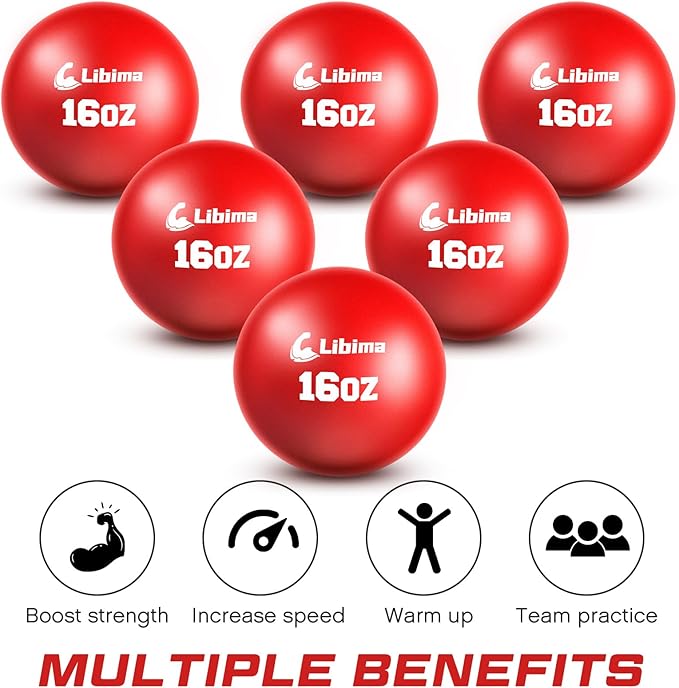 Libima Weighted Training Baseballs and Softballs Practice Heavy Balls for Trainer Baseball Training Balls for Pitching Hitting Improve Power Equipment, Red
