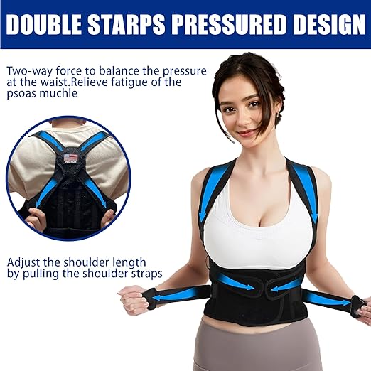 Posture Corrector for Women and Men - Adjustable Back Brace for Pain Relief - Enhances Posture and Provides Lumbar Support - Upper and Lower Back Straightener - Breathable Back Support (Black, Small)