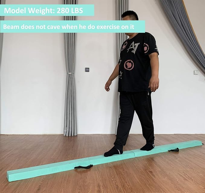 MARFULA 6 FT / 8 FT / 9 FT Folding Gymnastics Beam Foam Balance Floor Beam - Extra Firm - Suede Cover - Anti Slip Bottom with Carry Bag for Kids/Adults Home Use