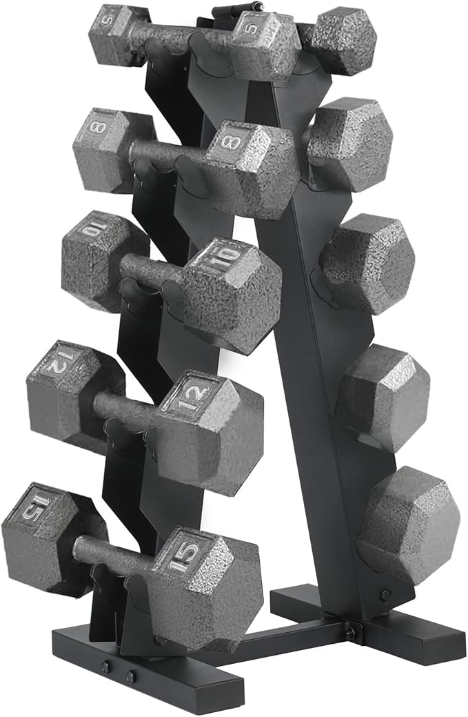 HolaHatha Hexagonal Dumbbell Weights Set, Home Gym Equipment Set, Portable Weighted Exercise Dumbbells for Fitness, Training, and Lifting Workouts