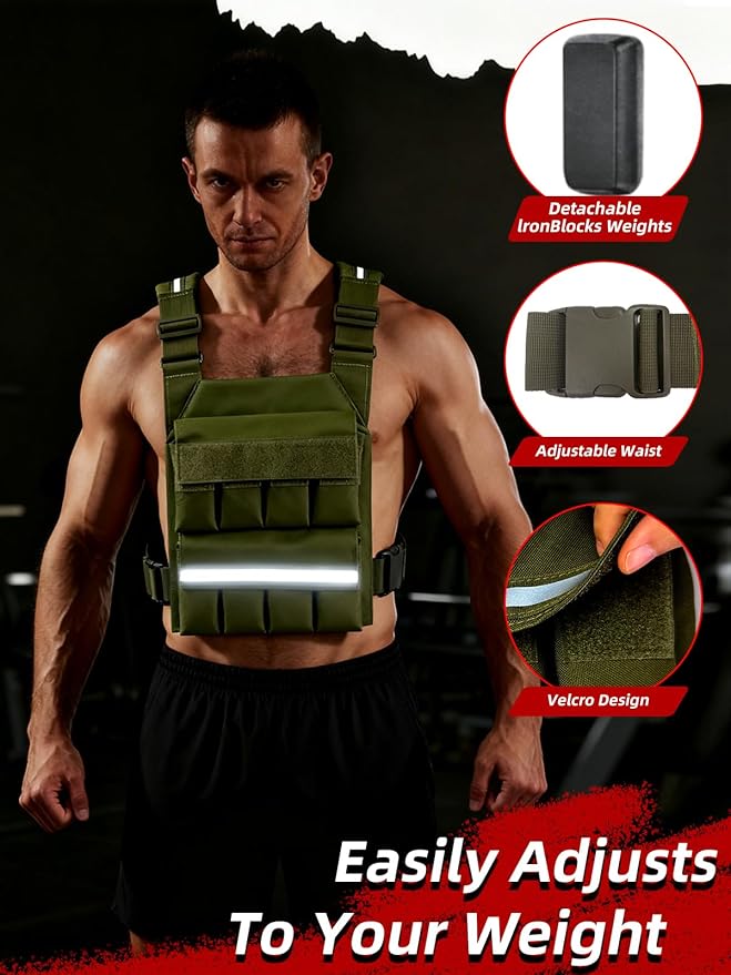 SMONT Weight Vest for Women Men - Adjustable Rucking Vest Strength Training, Running, Walking - Secure Fit for Gym Outdoor Workouts Strengthen Endurance Training（Excluding Lead Blocks）