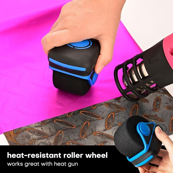 NEWISHTOOL Sponge Seam Roller Vinyl Applicator Tool, 2 Pack Soft Foam Wheel Roller Paint Roller, Pro Heat-Resistant Rolling Tools for Vinyl Application on Vehicle Contoured, Rivets and Uneven Surface