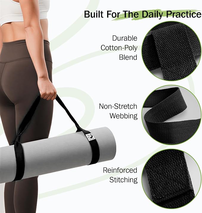 Slim Panda 2-Pack Yoga Mat Straps, Adjustable Yoga Mat Straps, Yoga Mat Storage Straps (Yoga mat not included)