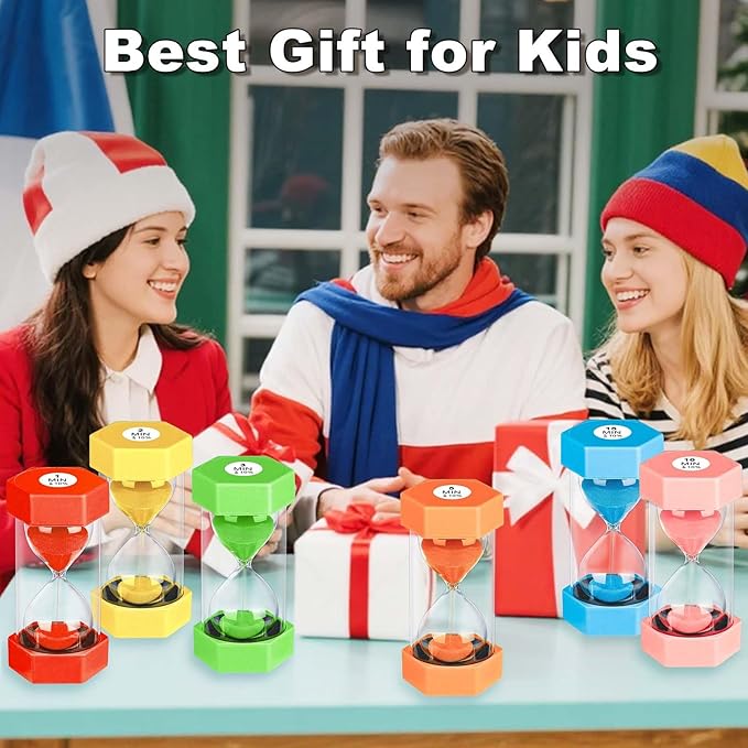 5 Minute Hourglass Sand Timer, Plastic Hexagon Hourglass Sand Clock 5 Min, Reloj De Arena 5 Minutos,Unbreakable Hour Glass Sandglass for Classroom Games Kitchen (Orange)