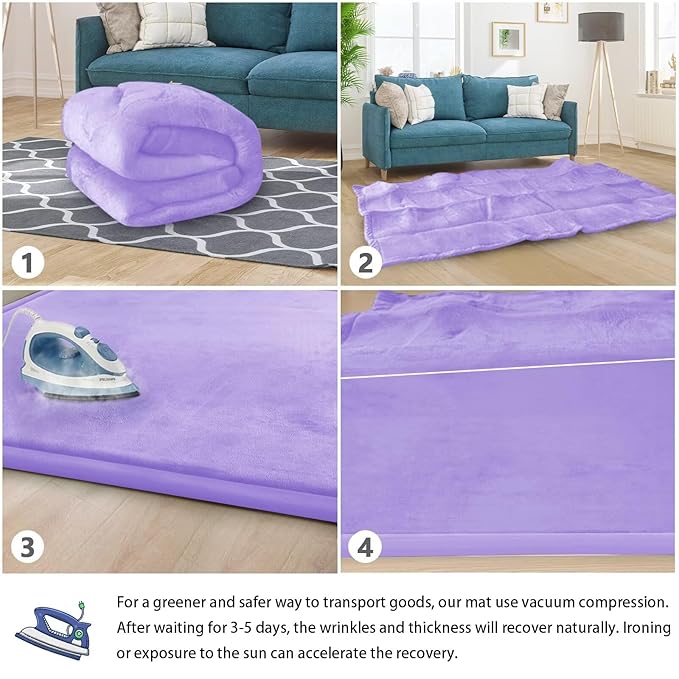 Baby Play Mat for Floor Nursery Muscle Mat Area Rug Playroom Rug 50"x50" Memory Foam 1.3" Thick Crawling Mat for Babies,Toddlers, Infants,Kids (Lavender)