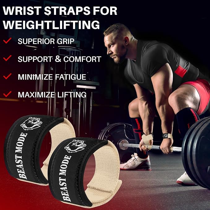 TECEUM Lifting Straps for Weightlifting Gym Strength Training - Wrist Straps with Neoprene Padded Cotton - Men & Women – Ideal for Powerlifting, Bodybuilding & Deadlifts