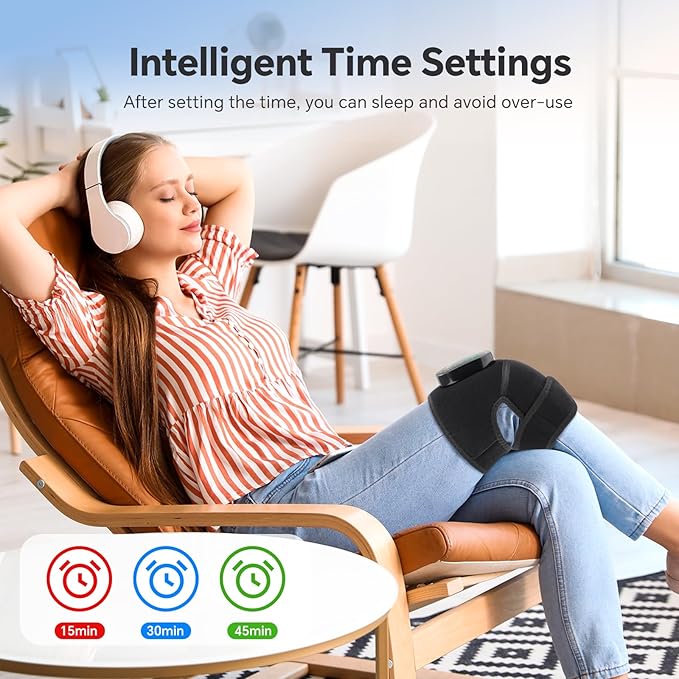 Heating Pad for Knee Pain Relief - Cordless Heated Knee Brace with Massager, Heating Knee Warmers Wrap & Arthritic Knees, Ideal for Arthritis & Joint Pain 2PCS