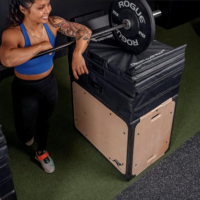 ABMAT Plyometric Box 3 in 1 Protective Foam and Non Slip Wood plyo Box for Jump Training and Conditioning, Protect Your Shins from Injury!