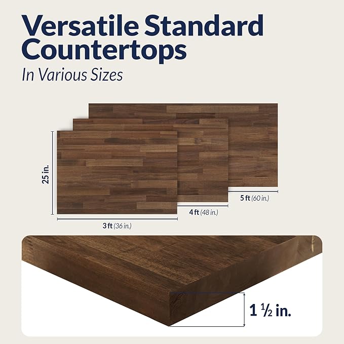 Howizz Walnut Butcher Block Countertop 72 x 25 x 1.5 Inches - Solid Wood Table Top for Island Kitchen Countertop, Desktop, Dining Table Top, Workbench Top