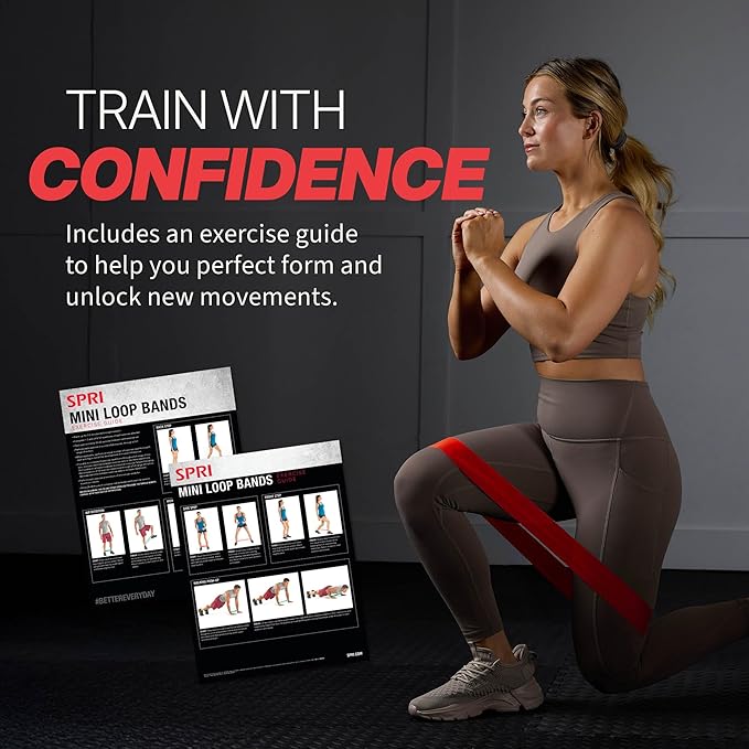 SPRI Mini Loop Bands Kit, Set of 3 - Light, Medium, Heavy Resistance Bands for Lower Body Workouts, Toning Muscles, and Exercise
