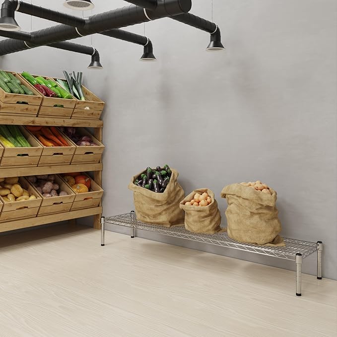 14''W x 60''L x 8''H Chrome Plated Wire Dunnage Rack | Off The Floor Storage