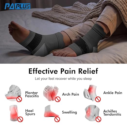 6 Pairs Plantar Fasciitis Socks for Men & Women, Ankle Brace Compression Socks with Arch Support for Achilles Tendonitis, Heel Pain, Swelling & Arthritis Relief, Black, Gray, White, Large