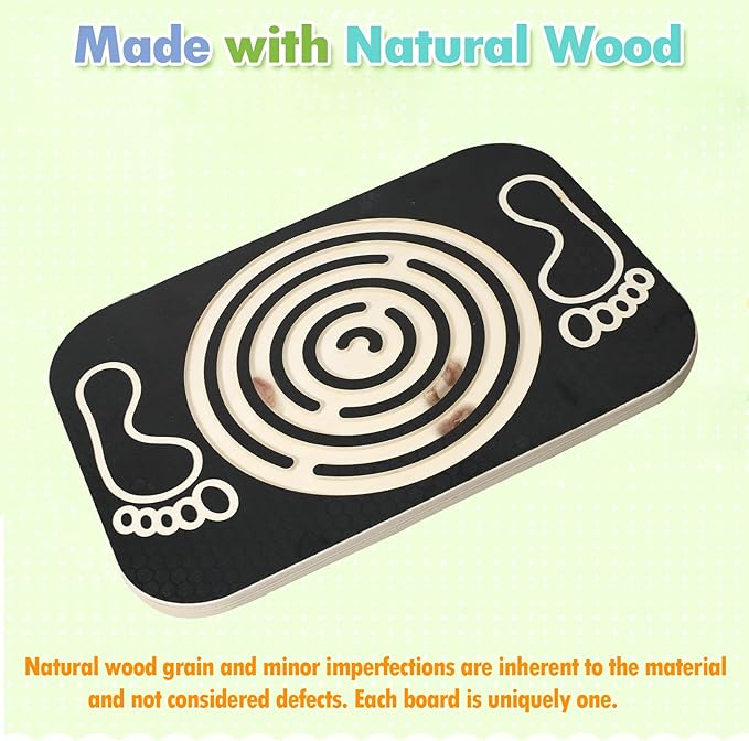 Balance Board Maze for Kids, 17.5-Inch Wobble Board Rocking Seesaw Sensory Training with 6 Balls, Non-Slip Pedals Indoor Outdoor for Boys Girls