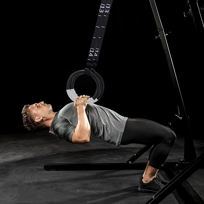 Teamaze Gymnastic Rings with 15 FT Adjustable Straps Non-Slip Gymnastics Rings Pull Up Workout Rings for Home Gym Exercise, Training