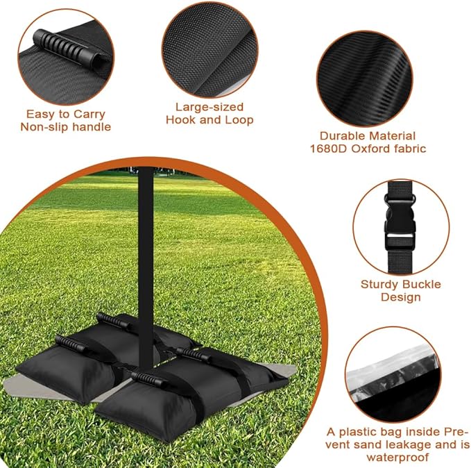 Abnaok Umbrella Base Weight Fillable Sandbags, 2PCS Sandbags for Weigh, Sandbag Weights for Patio Umbrella for Outdoor Garden (Without Sand) (90lbs(2 x 45lbs))
