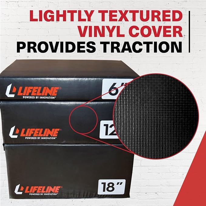Lifeline Fitness Foam Plyo Box - Durable Plyometric Jump Box with Vinyl Cover and Handles for Cross Training, HIIT, Exercise Equipment - Multiple Heights Available